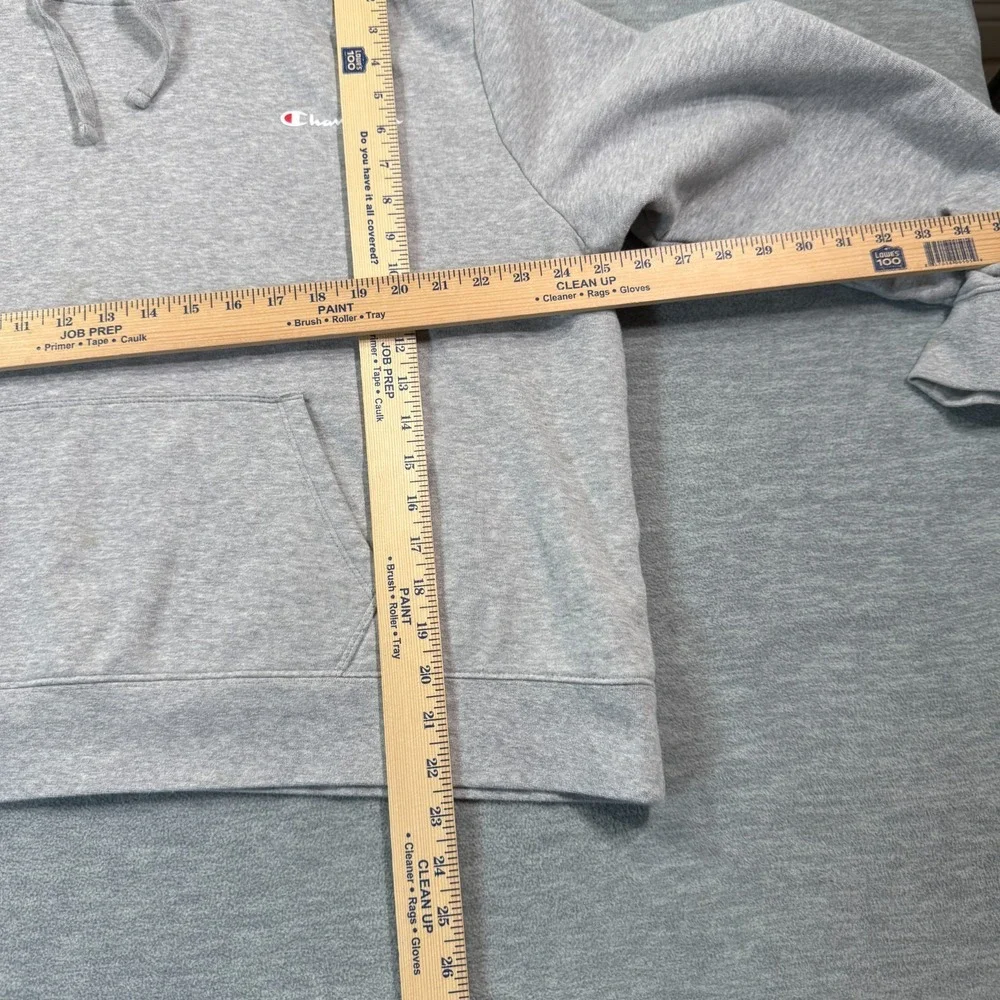 Champion Hoodie Women XXL Gray Crop Pullover‎ Fleece Logo Sweatshirt Authentic